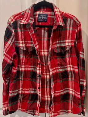 American Eagle Outfitters Red Plaid Flannel Shirt - Men's L